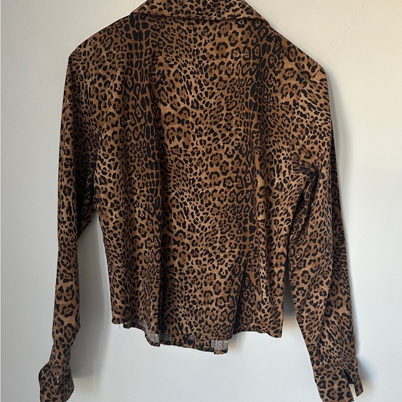 Coldwater Creek Brown Leopard Print Lightweight Zip Shirt Style Jacket Petite M - Picture 3 of 8
